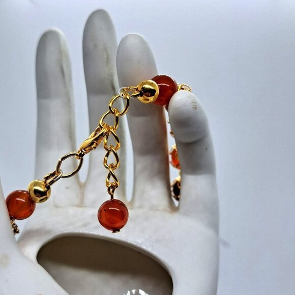 Carnelian agate bracelet gold tone lobster claw clasp - Picture 3 of 3